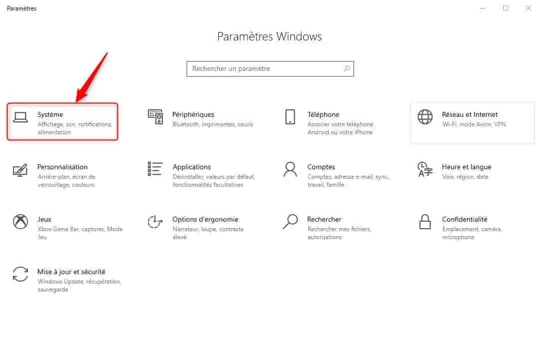 Parametres Systeme Windows 10