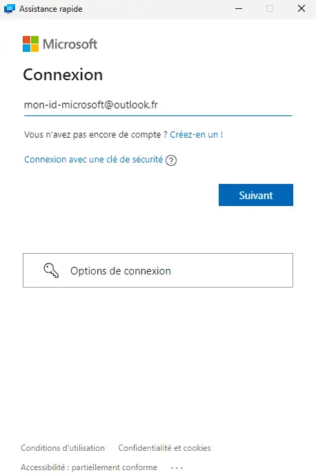 Taper son adresse microsoft