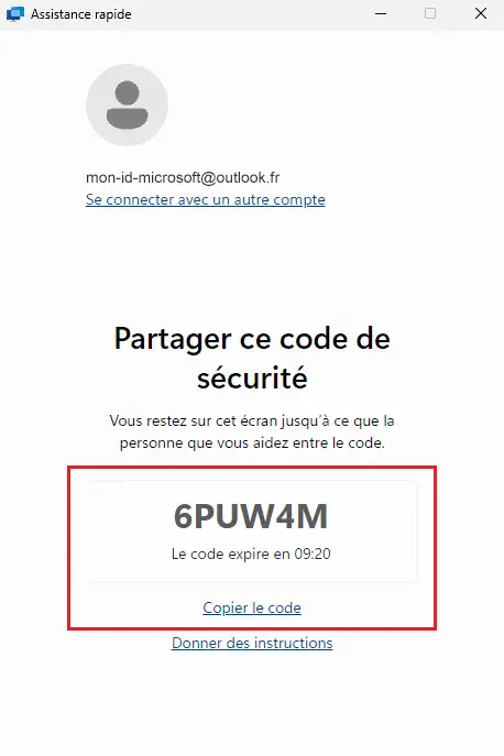 Partager le code de sécurité