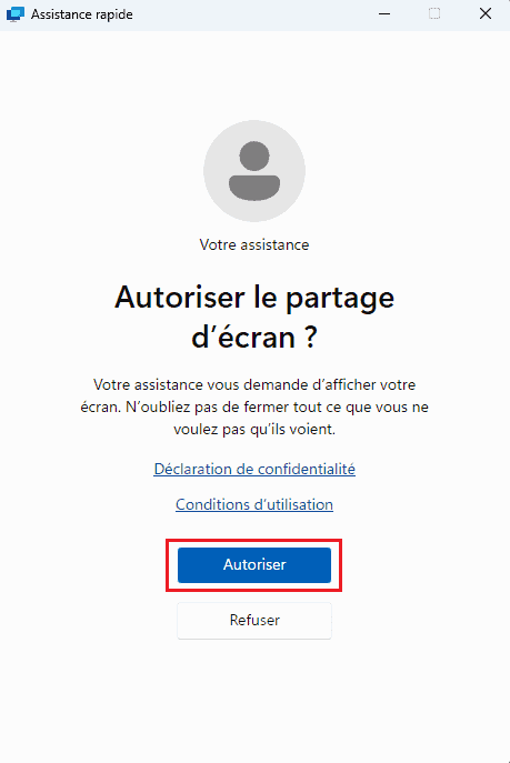 Autoriser le partage d'écran
