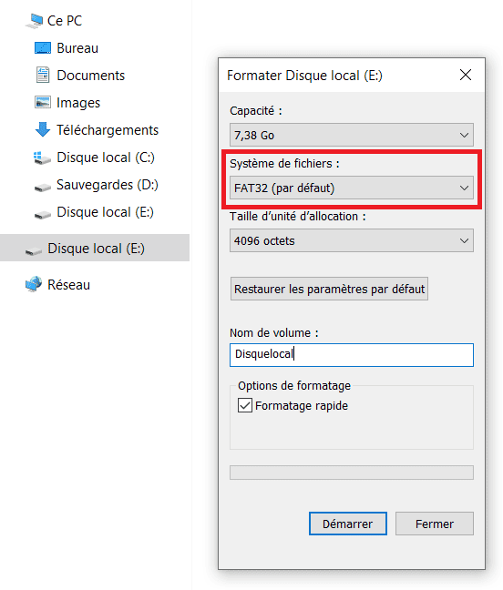 Formater Cle Usb Fat 32