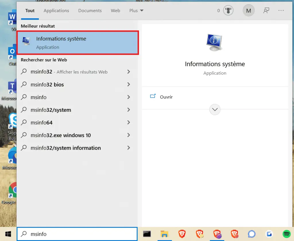 Informations Systeme Msinfo32