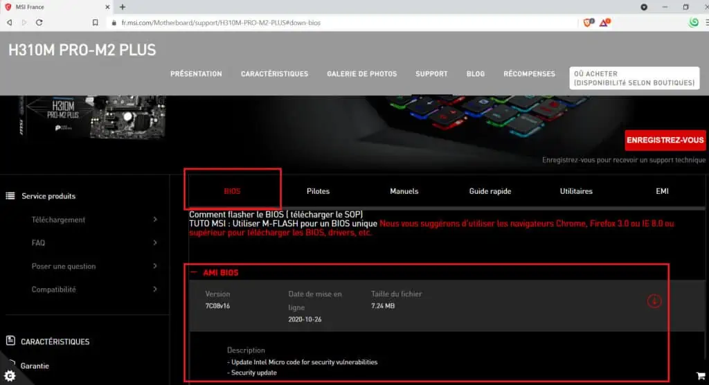 Msi Support Cartes Meres Download Bios